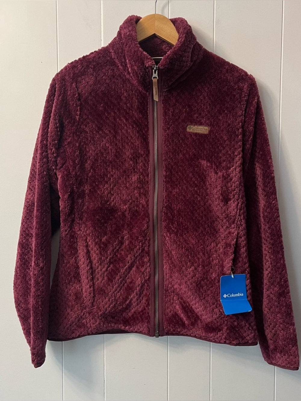 NWT Columbia Fireside II Fleece Full Zip AL1086-616 Wine Red Sherpa Purple Teddy